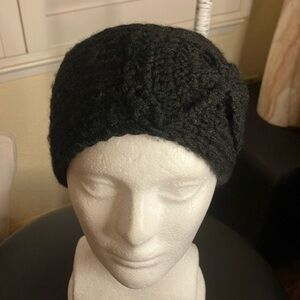 🖤👩‍🦰Black Knitted Bow Headband With Two Black Size Adjustable Buttons O/S